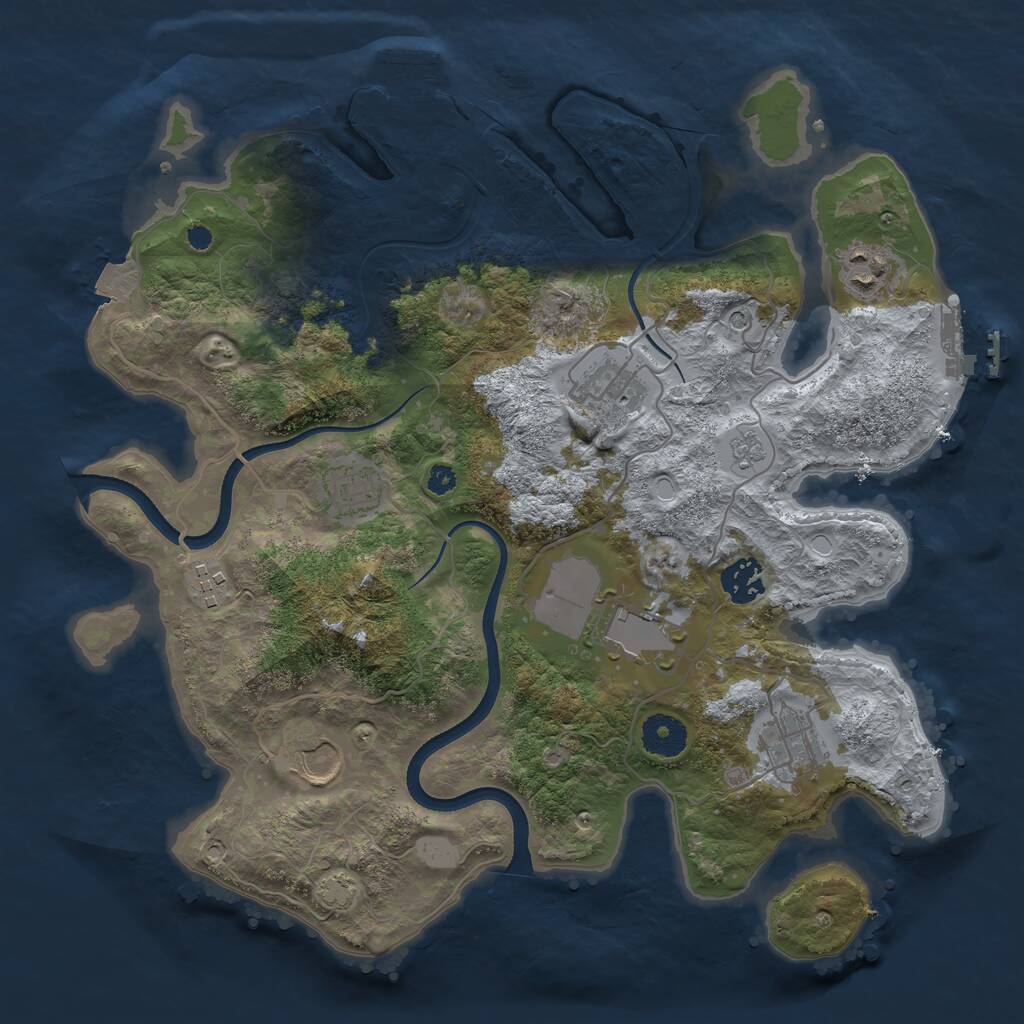 Rust Map: Procedural Map, Size: 3500, Seed: 1726747839, 14 Monuments