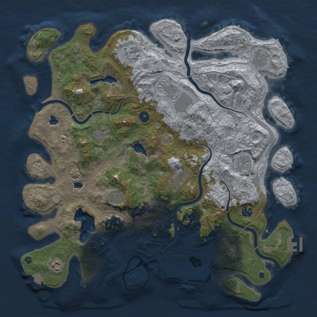 Rust Map: Procedural Map, Size: 4500, Seed: 350414014, 16 Monuments