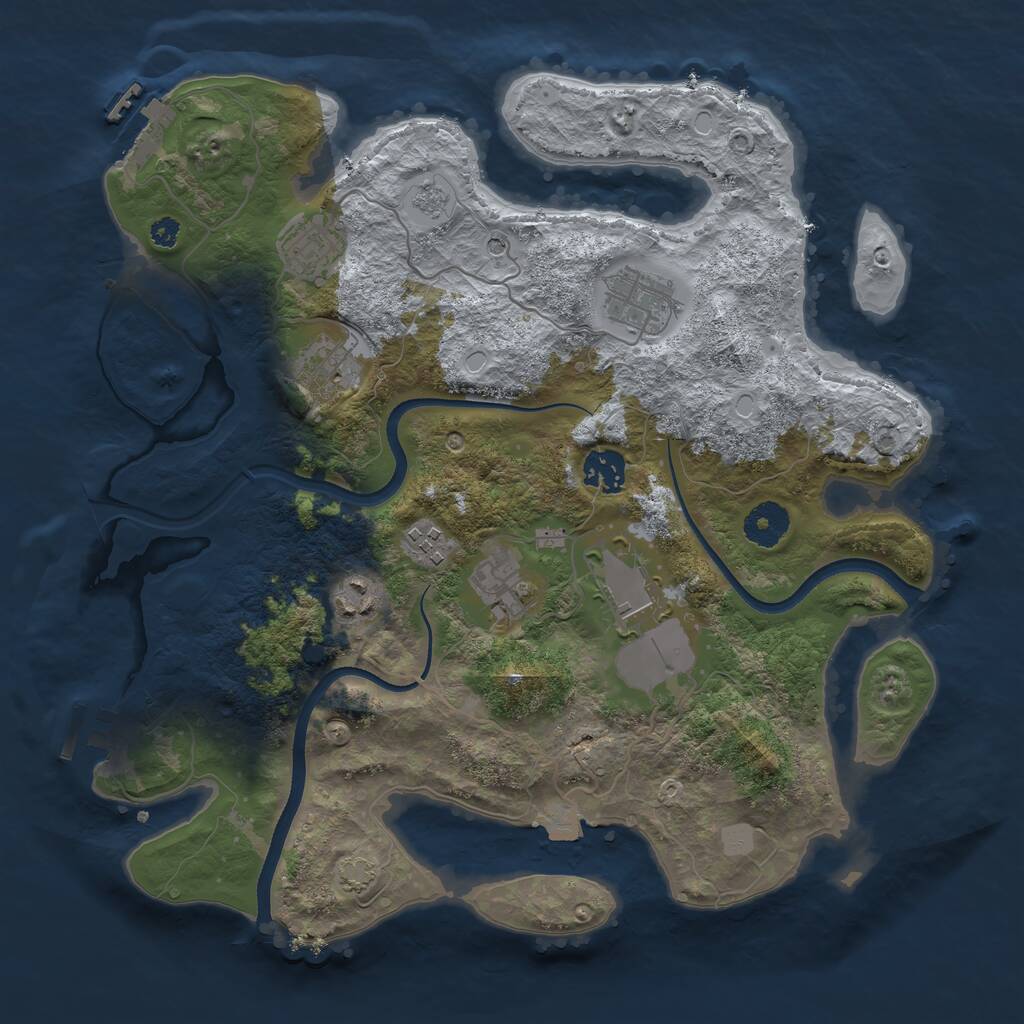 Rust Map: Procedural Map, Size: 3500, Seed: 54322, 14 Monuments