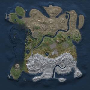 Thumbnail Rust Map: Procedural Map, Size: 3500, Seed: 27597, 14 Monuments
