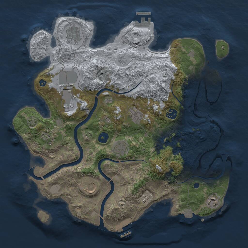 Rust Map: Procedural Map, Size: 3500, Seed: 1486442383, 15 Monuments