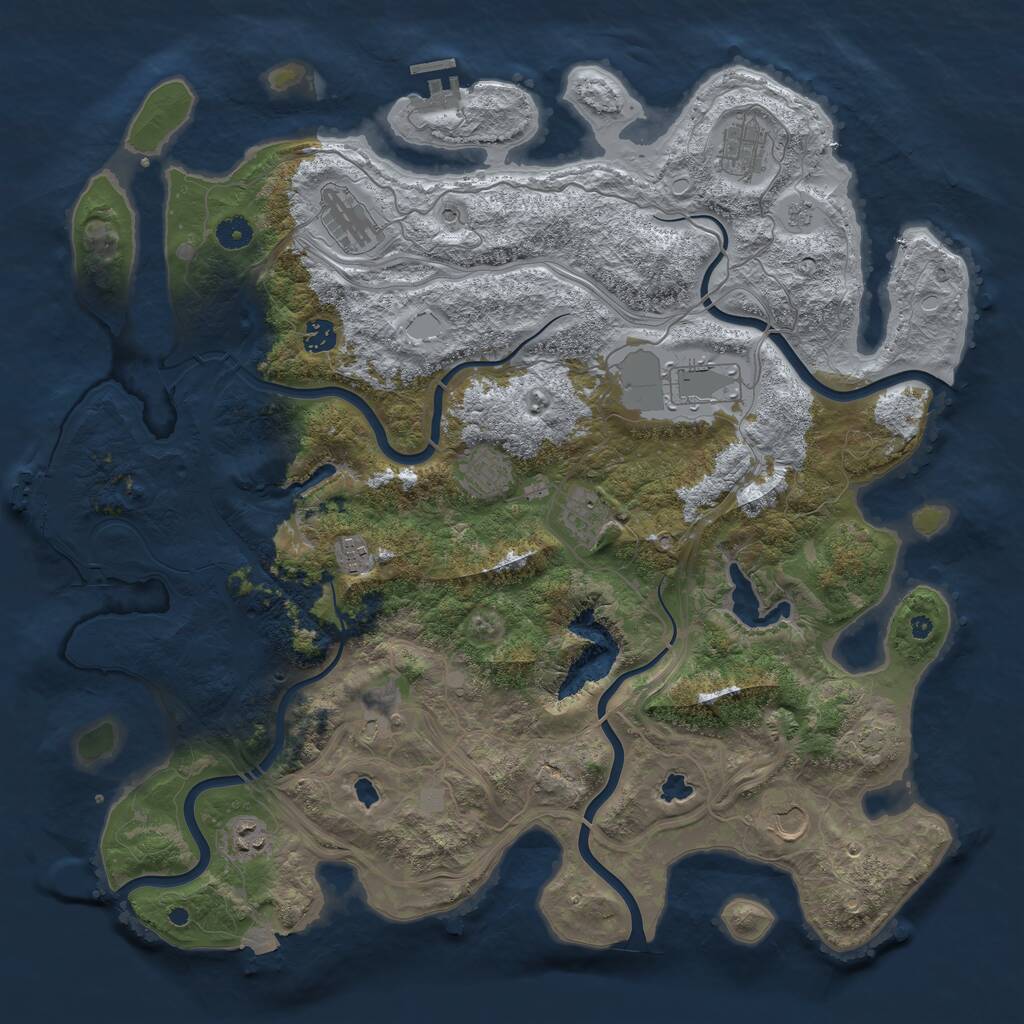 Rust Map: Procedural Map, Size: 4500, Seed: 1289664270, 16 Monuments
