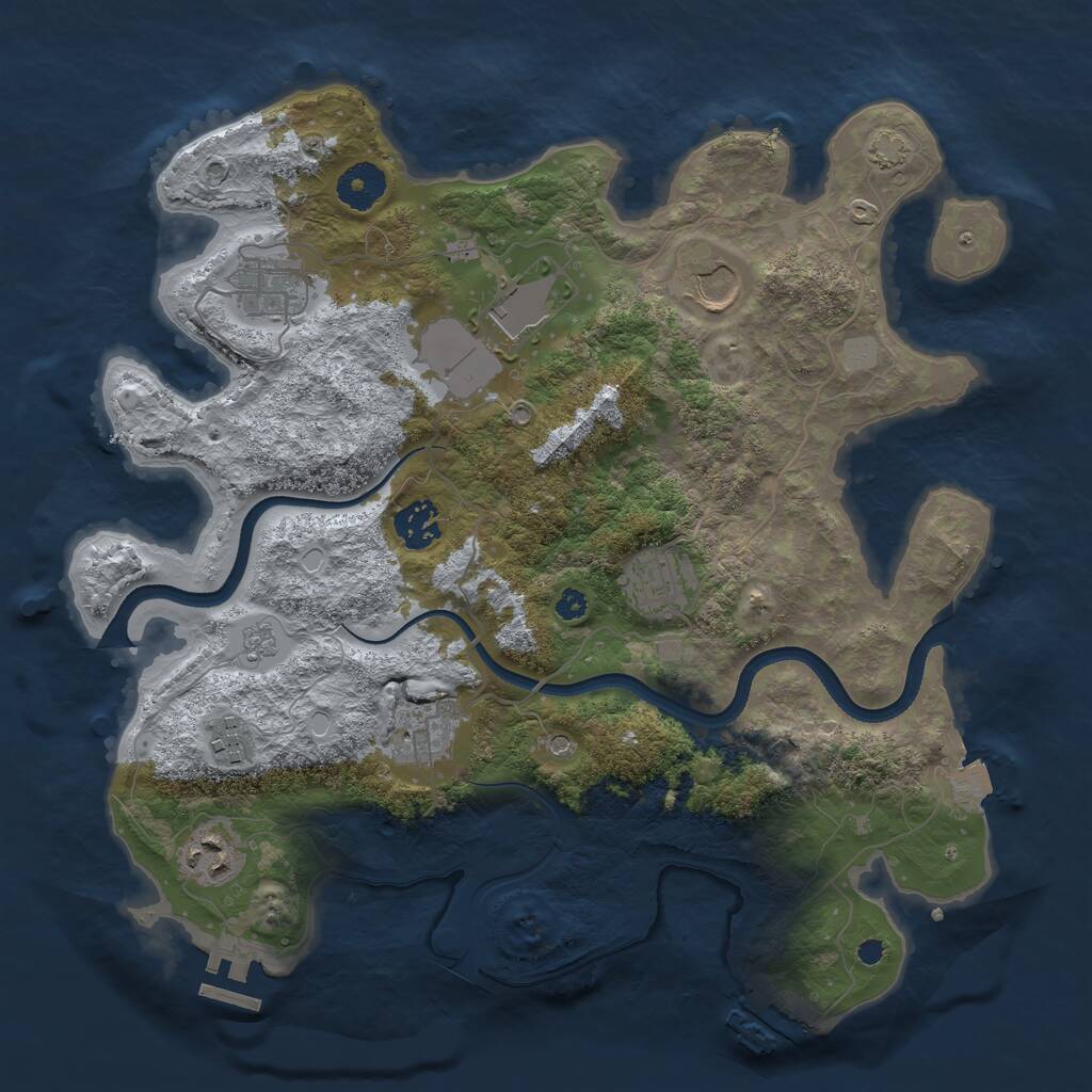 Rust Map: Procedural Map, Size: 3500, Seed: 82965, 14 Monuments
