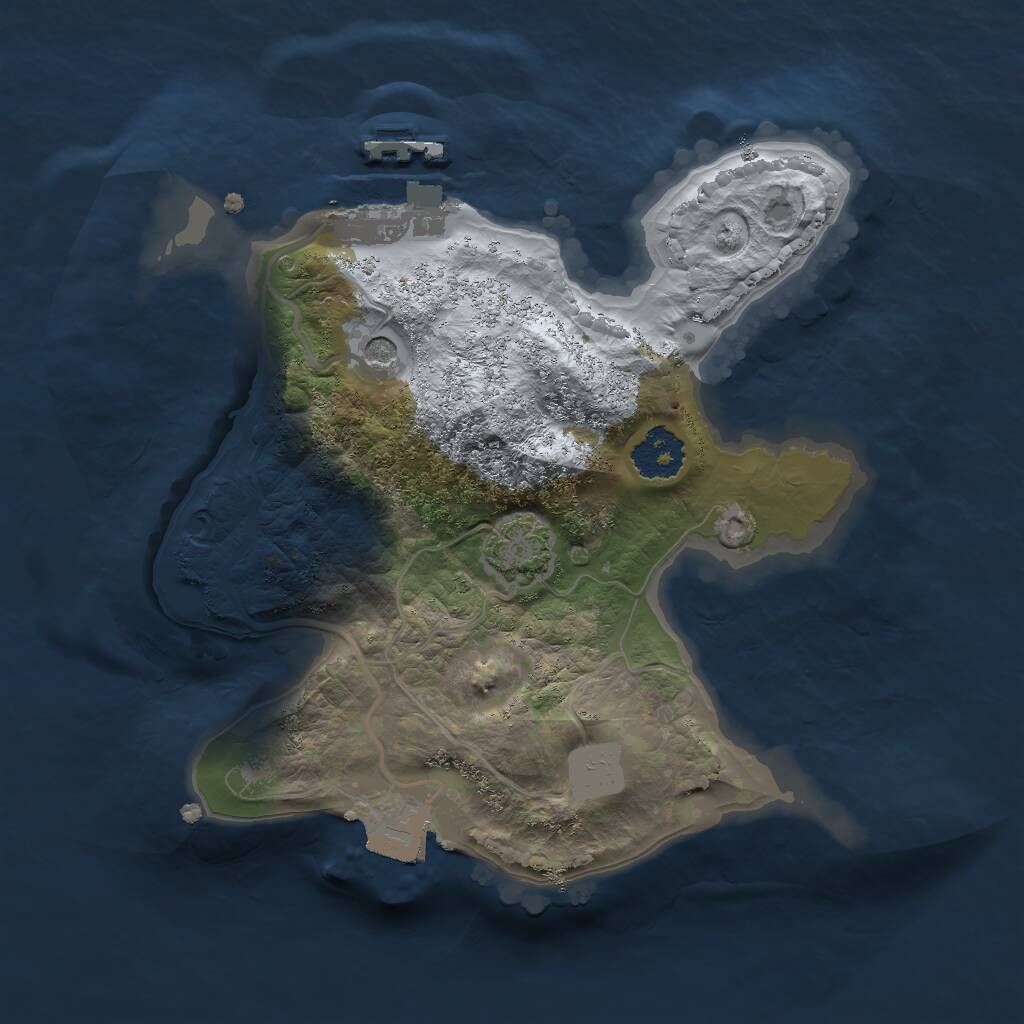 Rust Map: Procedural Map, Size: 2000, Seed: 54322, 4 Monuments