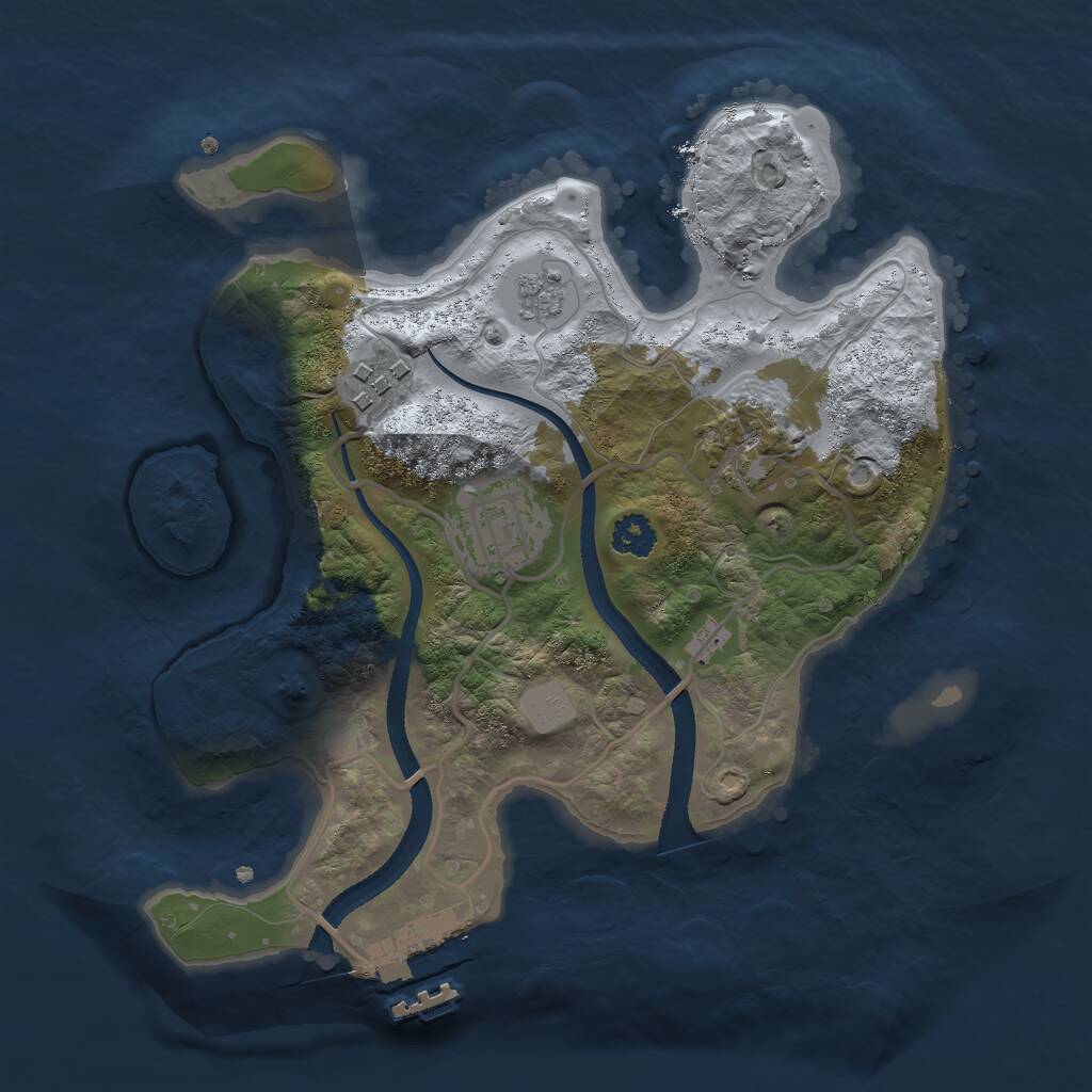 Rust Map: Procedural Map, Size: 2500, Seed: 54379, 6 Monuments
