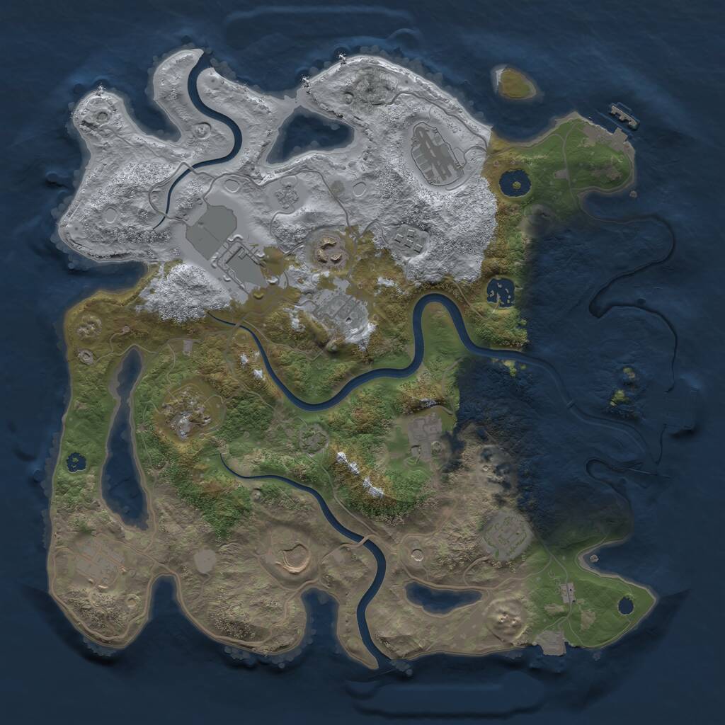 Rust Map: Procedural Map, Size: 3700, Seed: 642830554, 17 Monuments