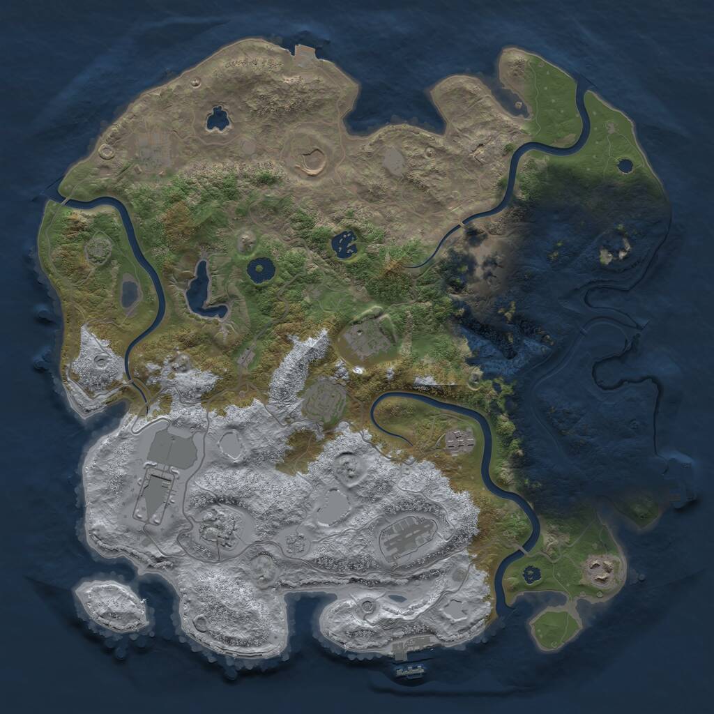 Rust Map: Procedural Map, Size: 4050, Seed: 688532989, 17 Monuments