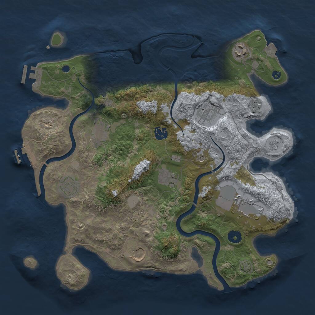 Rust Map: Procedural Map, Size: 3500, Seed: 1763020846, 15 Monuments