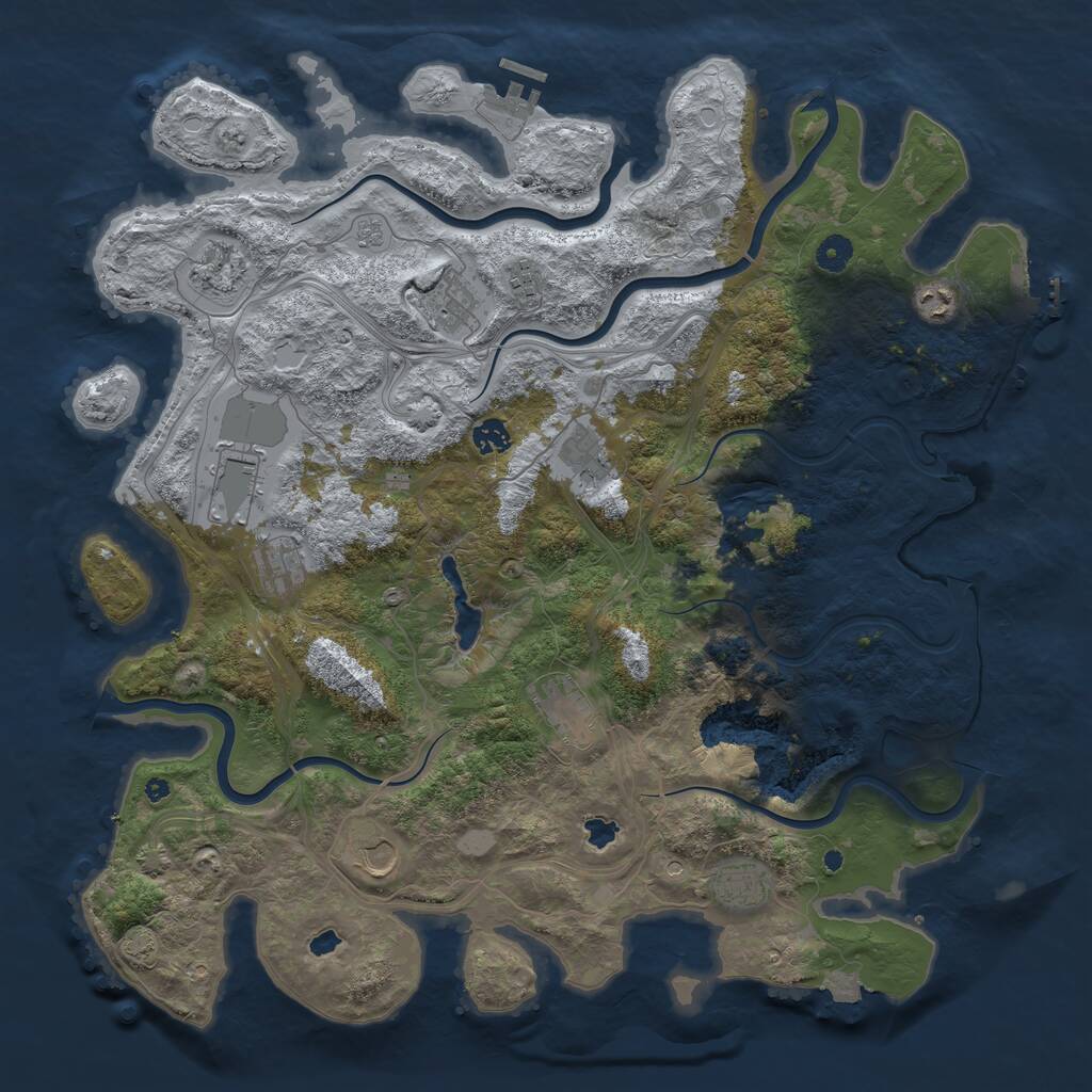 Rust Map: Procedural Map, Size: 4500, Seed: 2006525775, 17 Monuments