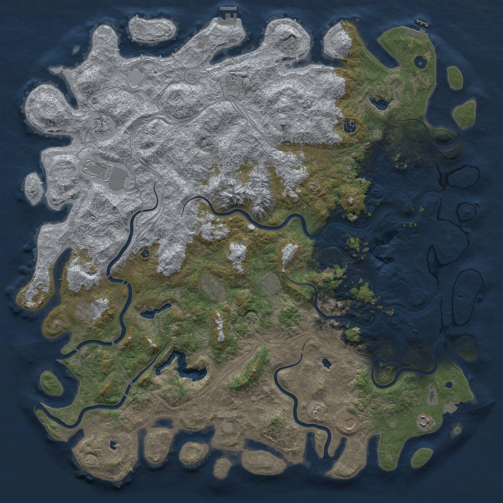 Rust Map: Procedural Map, Size: 6000, Seed: 112453804, 17 Monuments