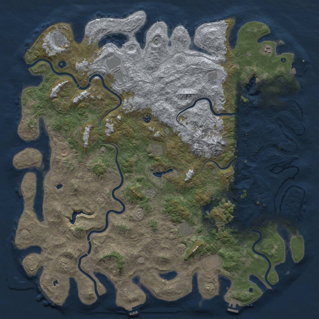 Rust Map: Procedural Map, Size: 6000, Seed: 6844, 17 Monuments