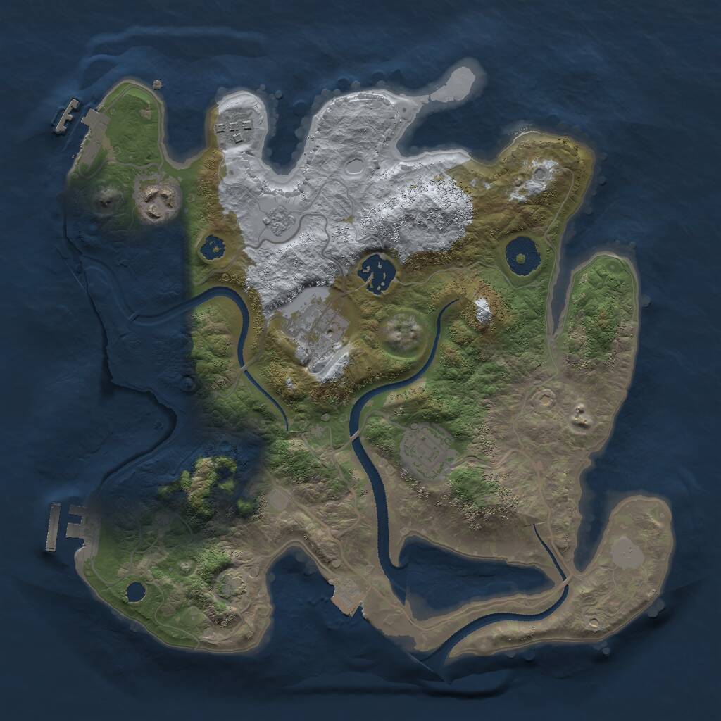 Rust Map: Procedural Map, Size: 3000, Seed: 32976, 10 Monuments