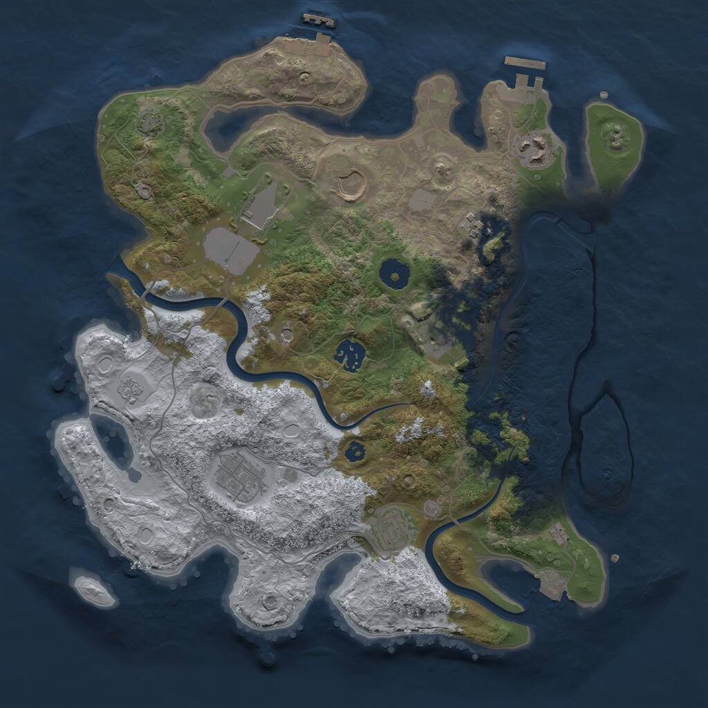 Rust Map: Procedural Map, Size: 3500, Seed: 682817768, 14 Monuments