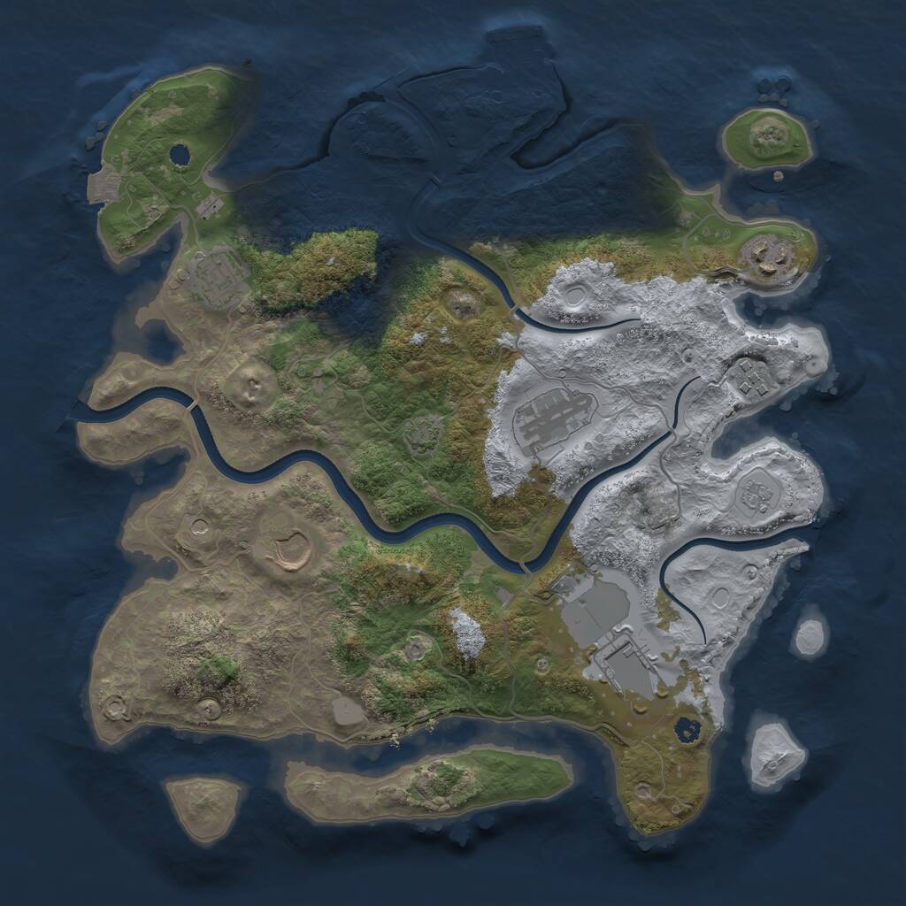 Rust Map: Procedural Map, Size: 3500, Seed: 1975438921, 11 Monuments