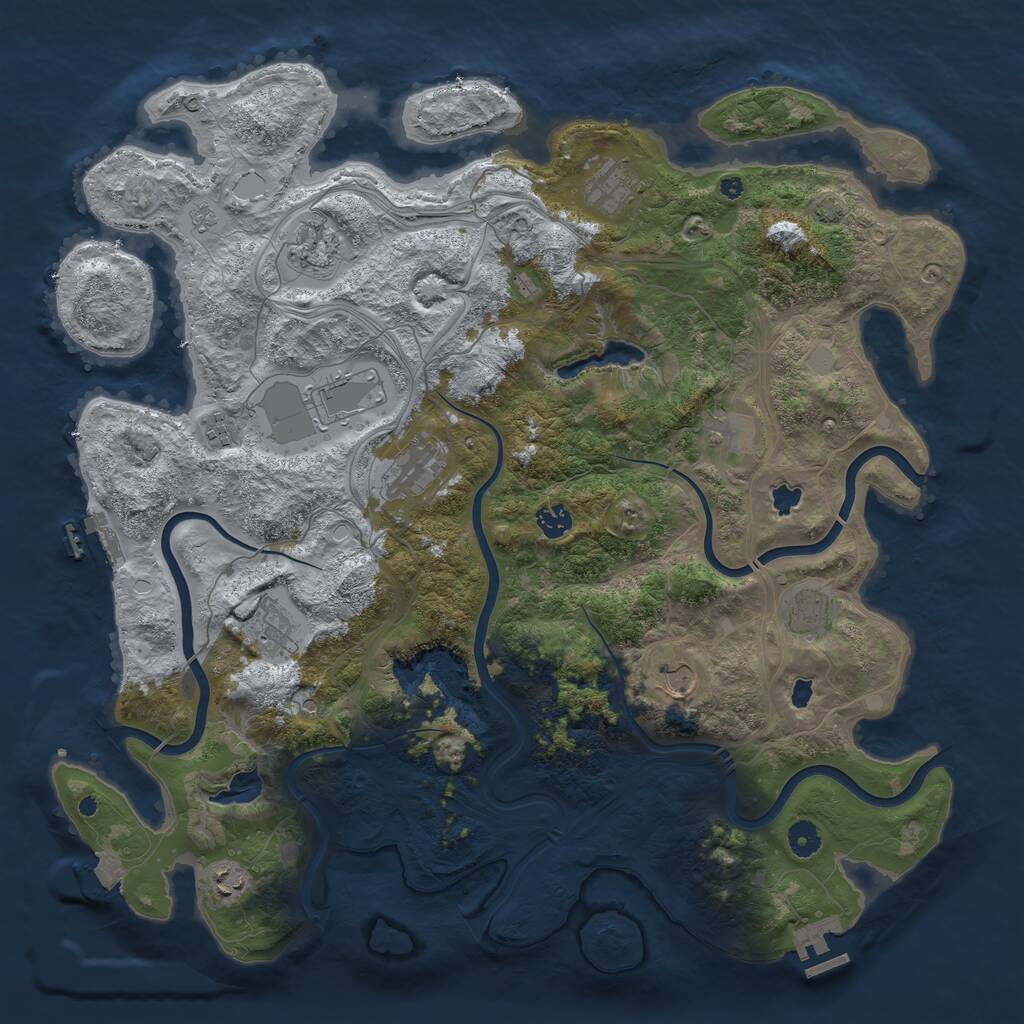 Rust Map: Procedural Map, Size: 4500, Seed: 619775142, 17 Monuments