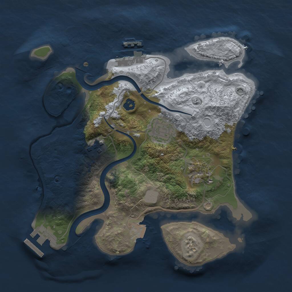 Rust Map: Procedural Map, Size: 2500, Seed: 5000033, 6 Monuments