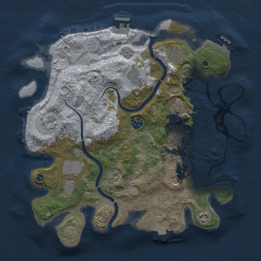 Rust Map: Procedural Map, Size: 3500, Seed: 802977116, 15 Monuments