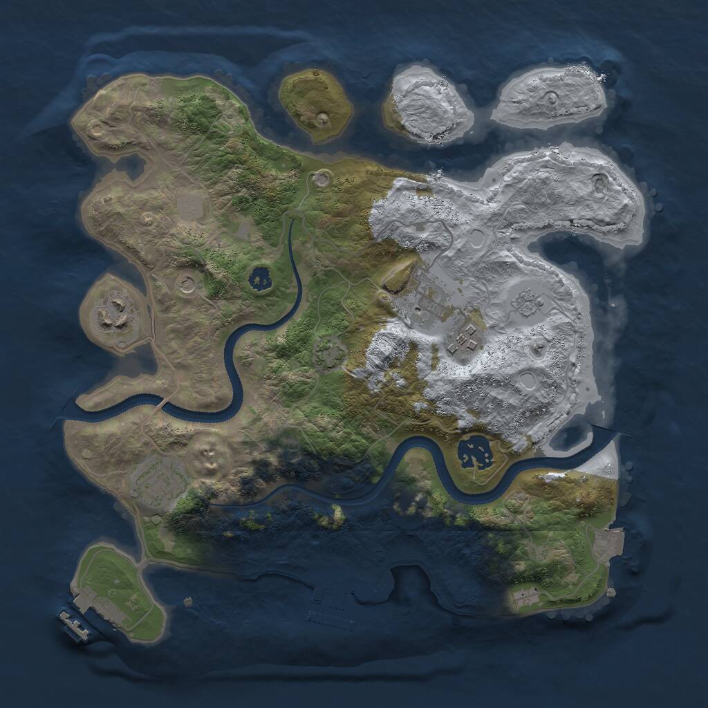 Rust Map: Procedural Map, Size: 3000, Seed: 140362980, 11 Monuments