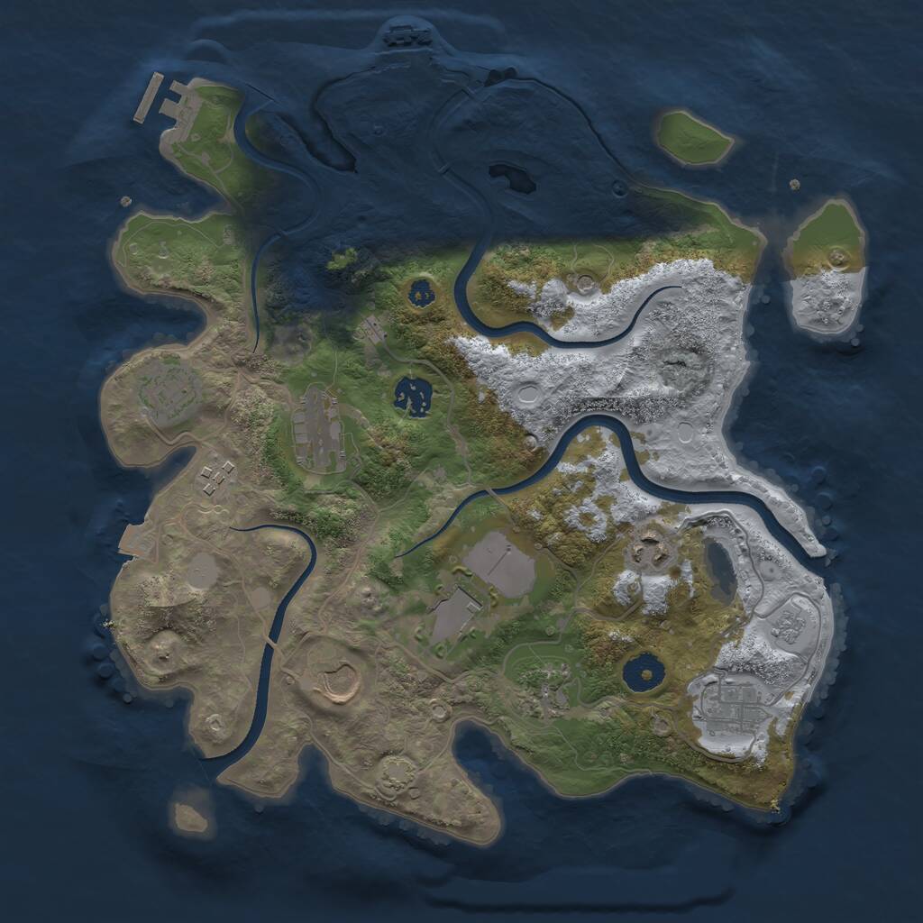 Rust Map: Procedural Map, Size: 3500, Seed: 1022412951, 15 Monuments