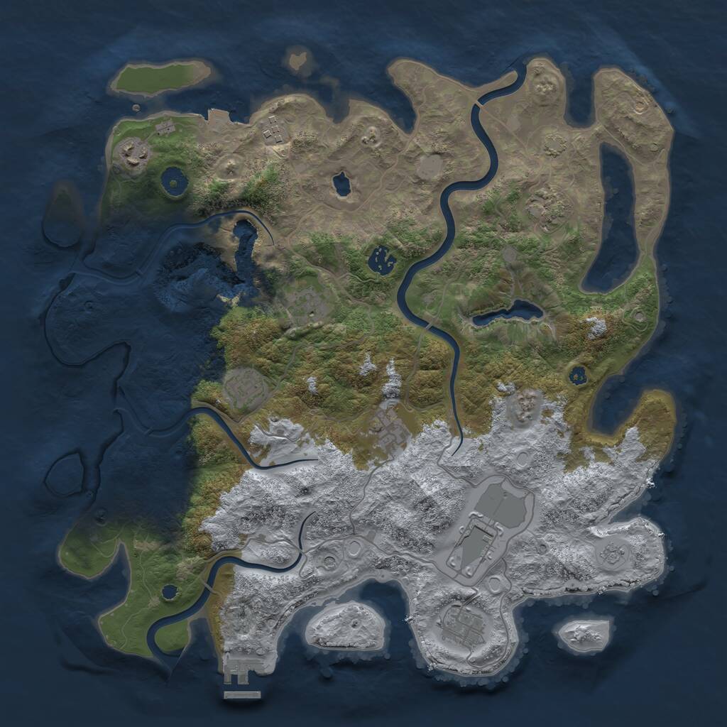 Rust Map: Procedural Map, Size: 4000, Seed: 134679852, 14 Monuments