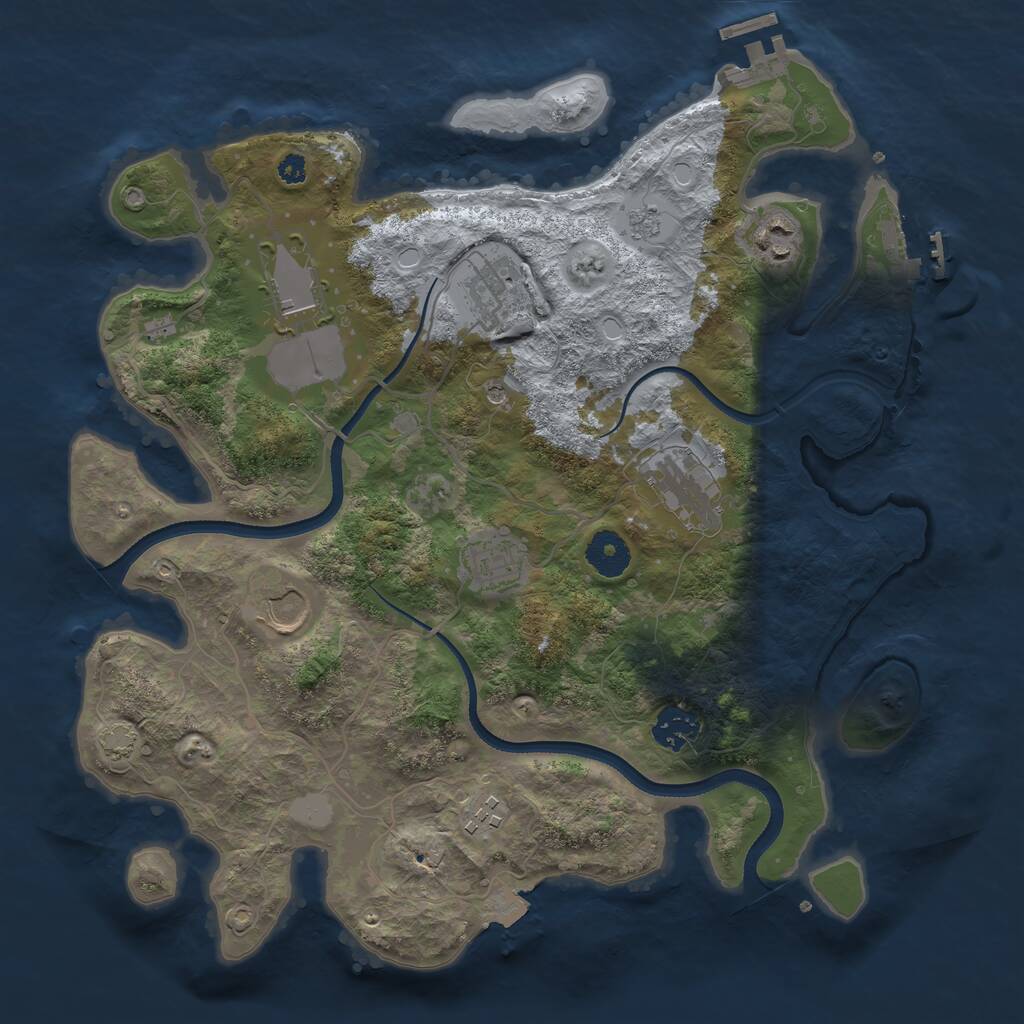 Rust Map: Procedural Map, Size: 3500, Seed: 2084313752, 14 Monuments
