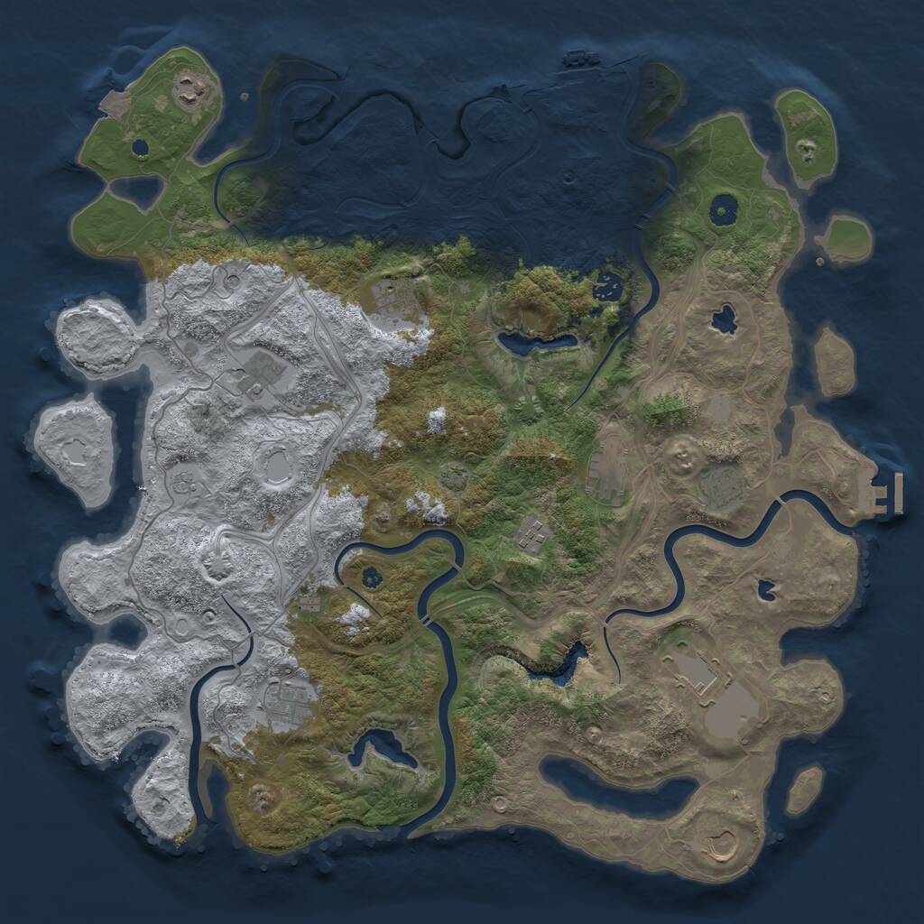 Rust Map: Procedural Map, Size: 4500, Seed: 1453054396, 16 Monuments