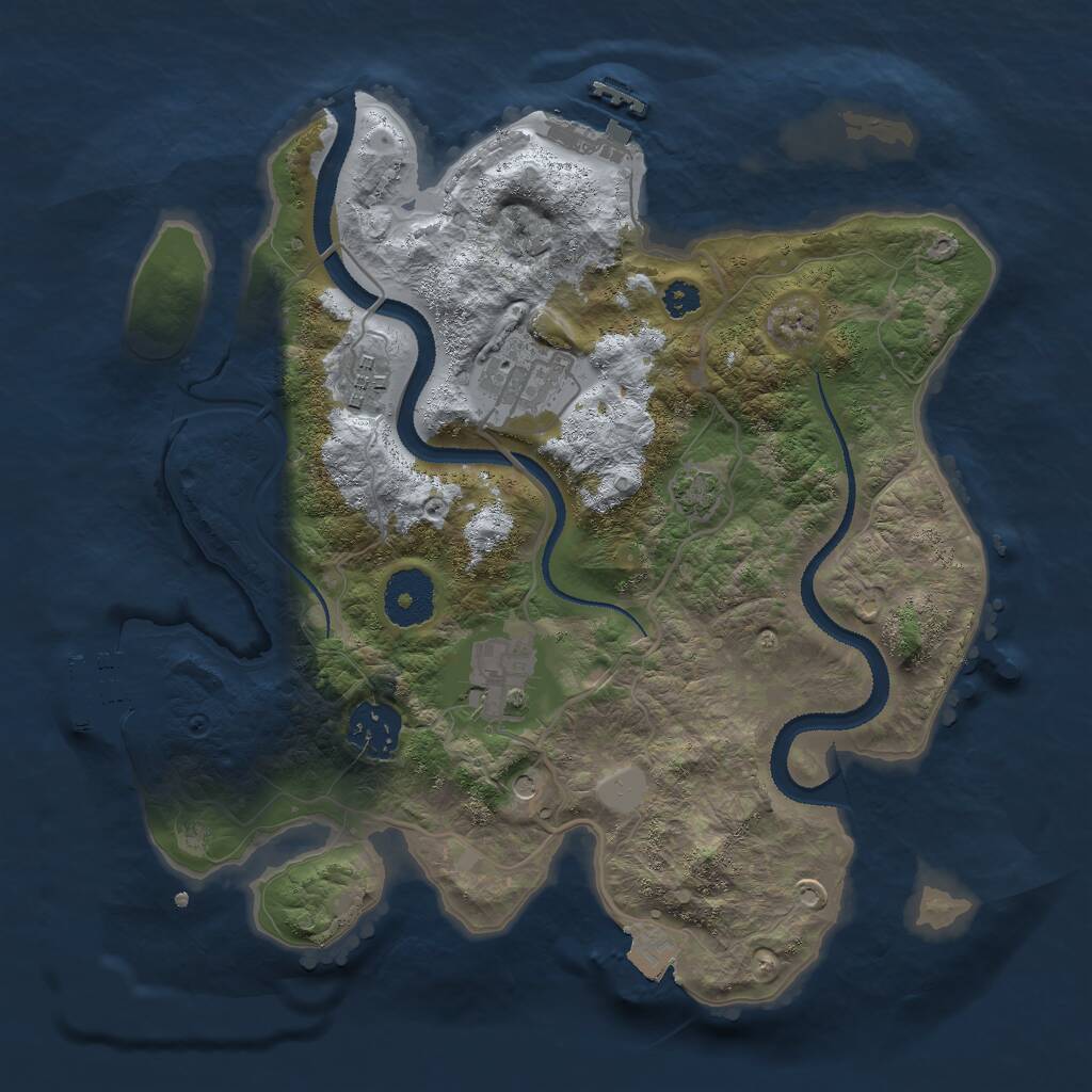 Rust Map: Procedural Map, Size: 3000, Seed: 416769875, 9 Monuments