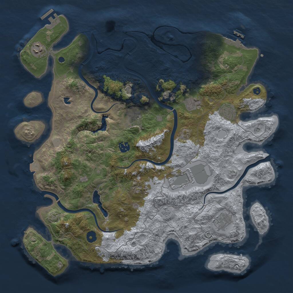 Rust Map: Procedural Map, Size: 4000, Seed: 2125561730, 15 Monuments