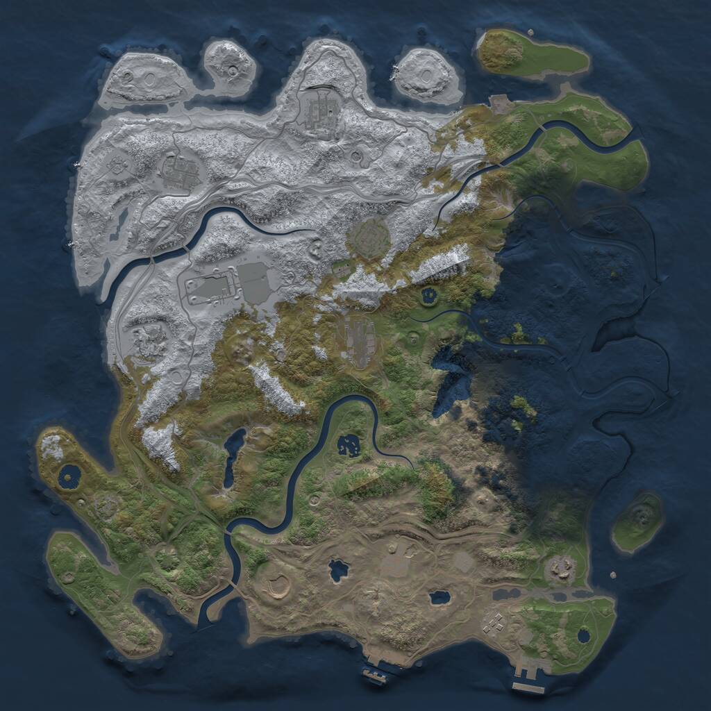 Rust Map: Procedural Map, Size: 4500, Seed: 9295, 17 Monuments