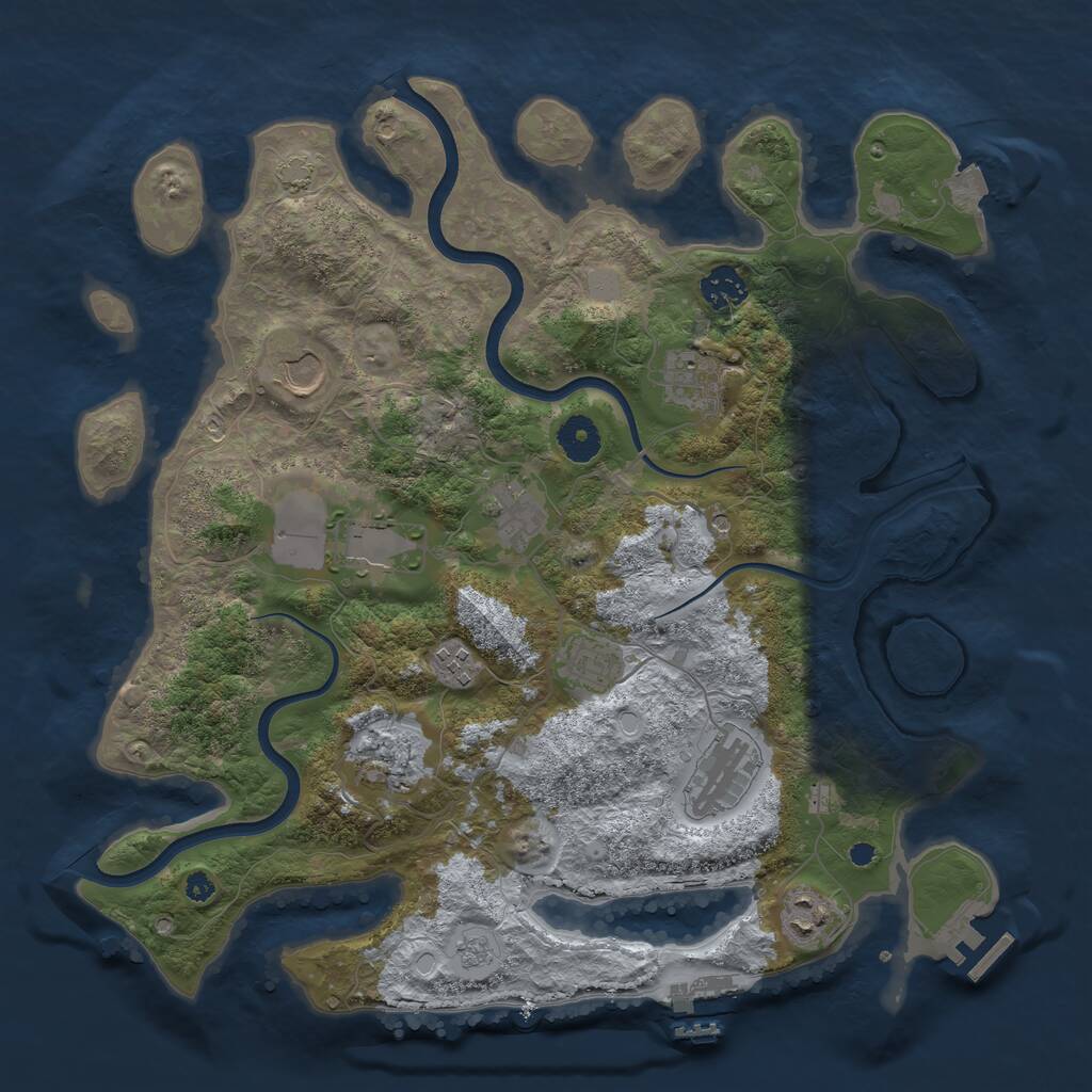 Rust Map: Procedural Map, Size: 3750, Seed: 1922864890, 16 Monuments