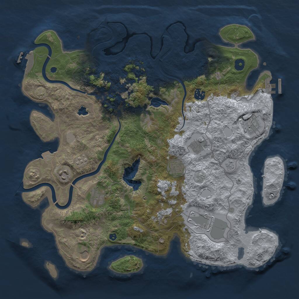 Rust Map: Procedural Map, Size: 4000, Seed: 372695147, 16 Monuments