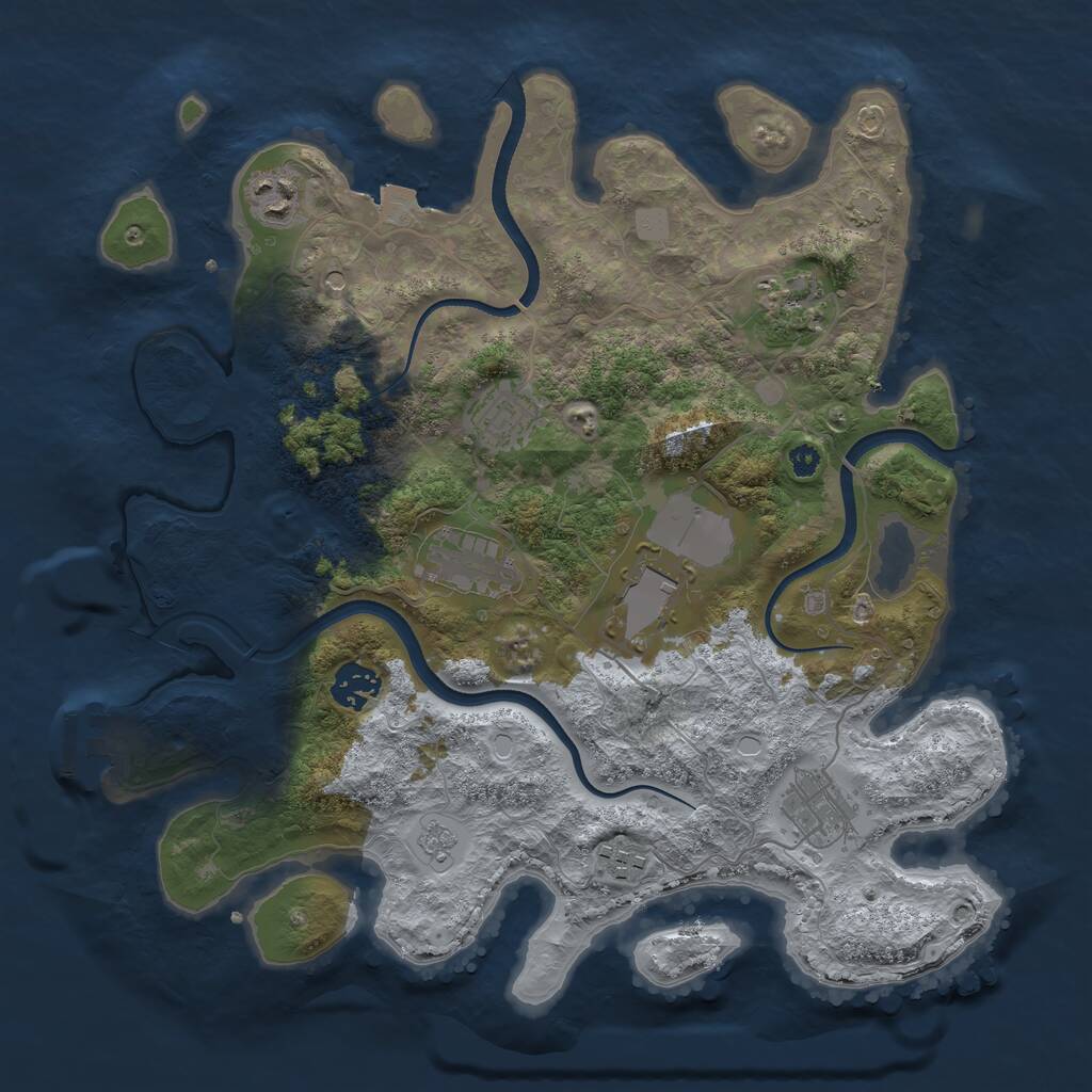 Rust Map: Procedural Map, Size: 3500, Seed: 8042026, 13 Monuments