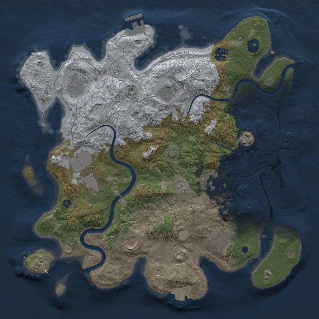 Rust Map: Procedural Map, Size: 3650, Seed: 291109037, 15 Monuments