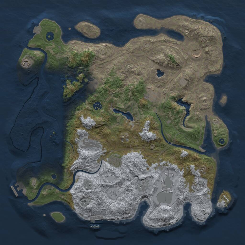 Rust Map: Procedural Map, Size: 4250, Seed: 1155793588, 17 Monuments