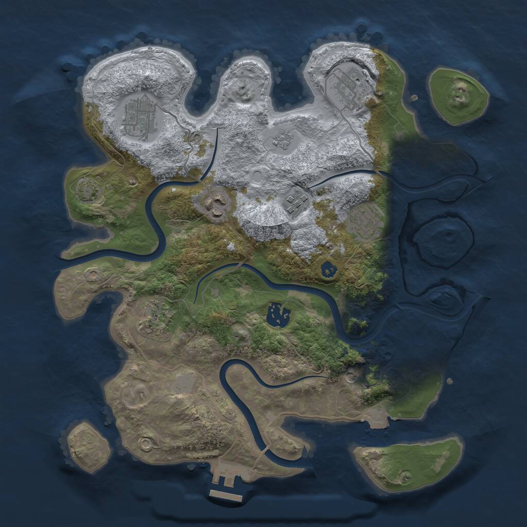 Rust Map: Procedural Map, Size: 3250, Seed: 390692171, 12 Monuments
