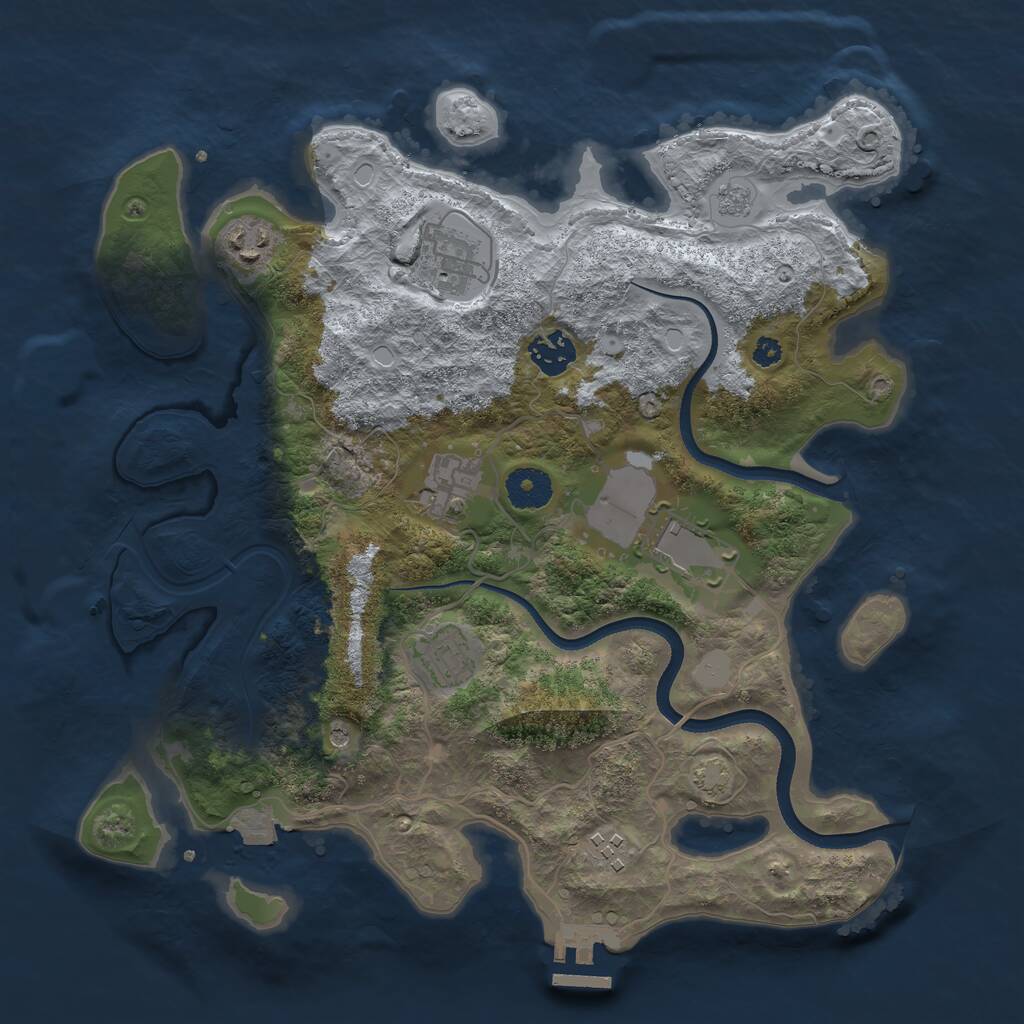 Rust Map: Procedural Map, Size: 3500, Seed: 1738567226, 12 Monuments