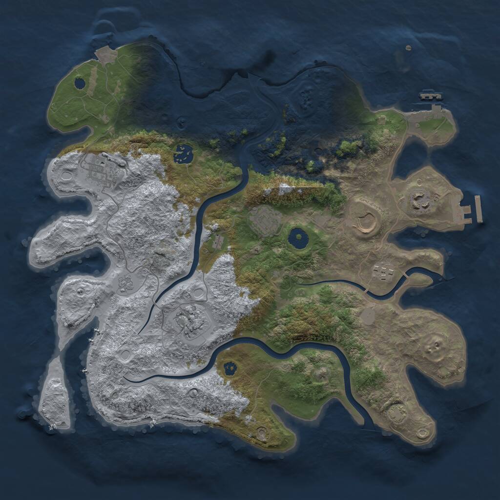 Rust Map: Procedural Map, Size: 3700, Seed: 877350701, 13 Monuments