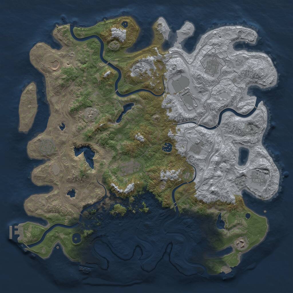 Rust Map: Procedural Map, Size: 4500, Seed: 14157627, 17 Monuments