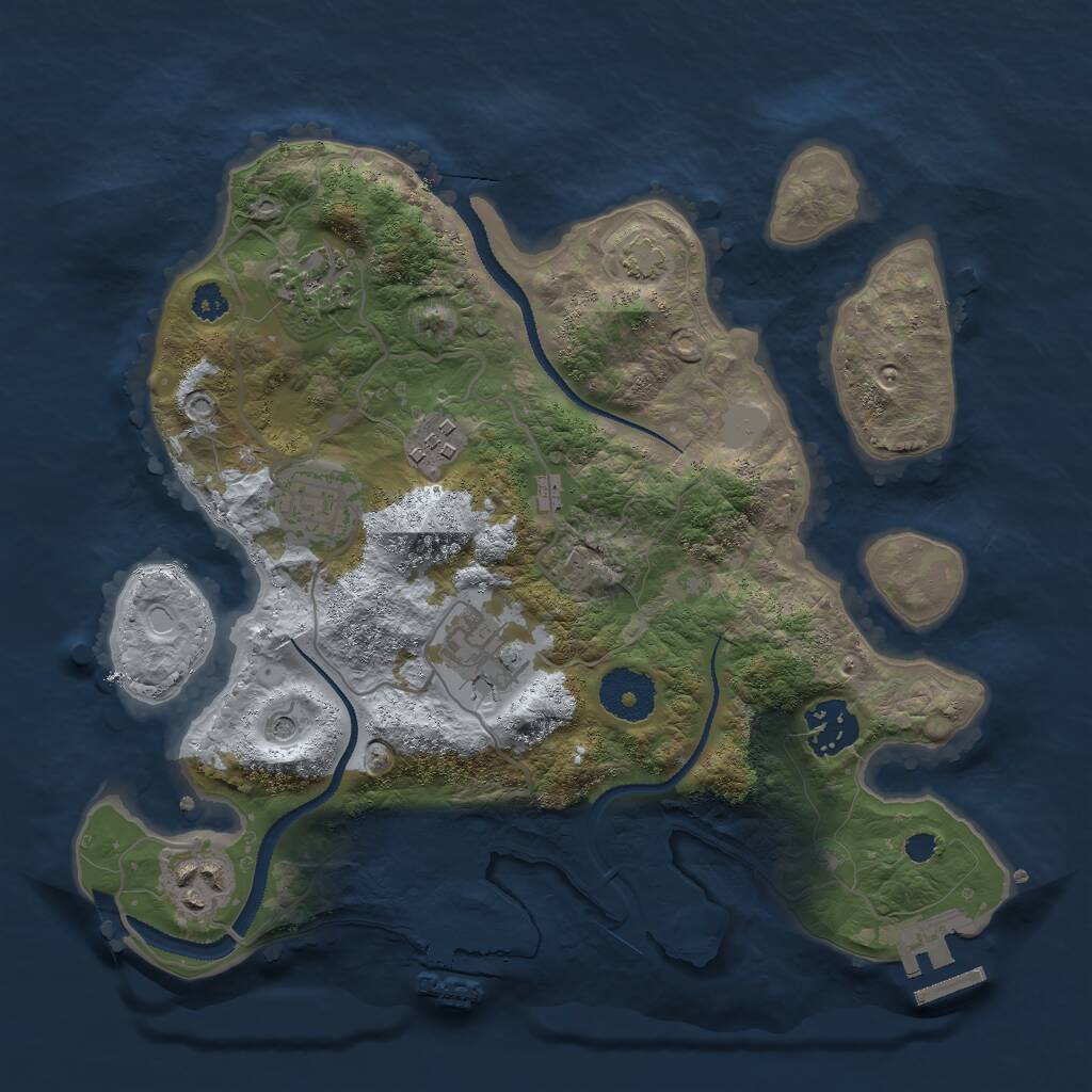 Rust Map: Procedural Map, Size: 3000, Seed: 1013243424, 11 Monuments