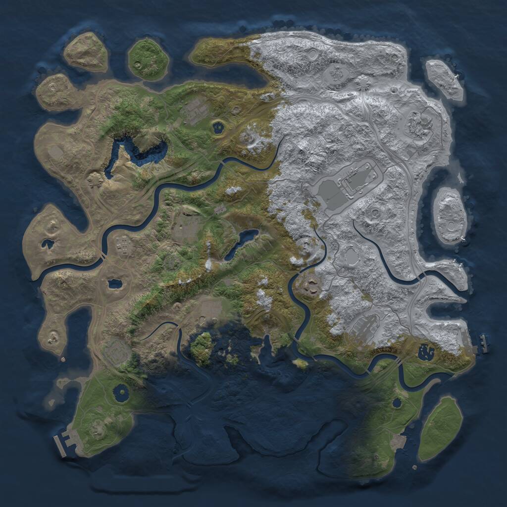 Rust Map: Procedural Map, Size: 4500, Seed: 1840720440, 16 Monuments