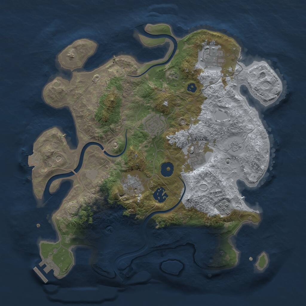 Rust Map: Procedural Map, Size: 3250, Seed: 332277500, 11 Monuments
