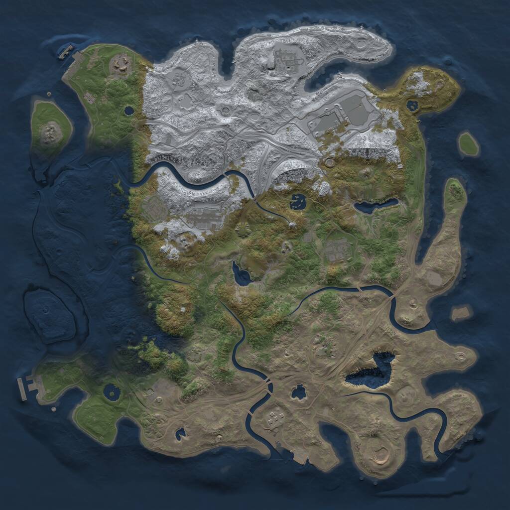 Rust Map: Procedural Map, Size: 4500, Seed: 1498413198, 17 Monuments