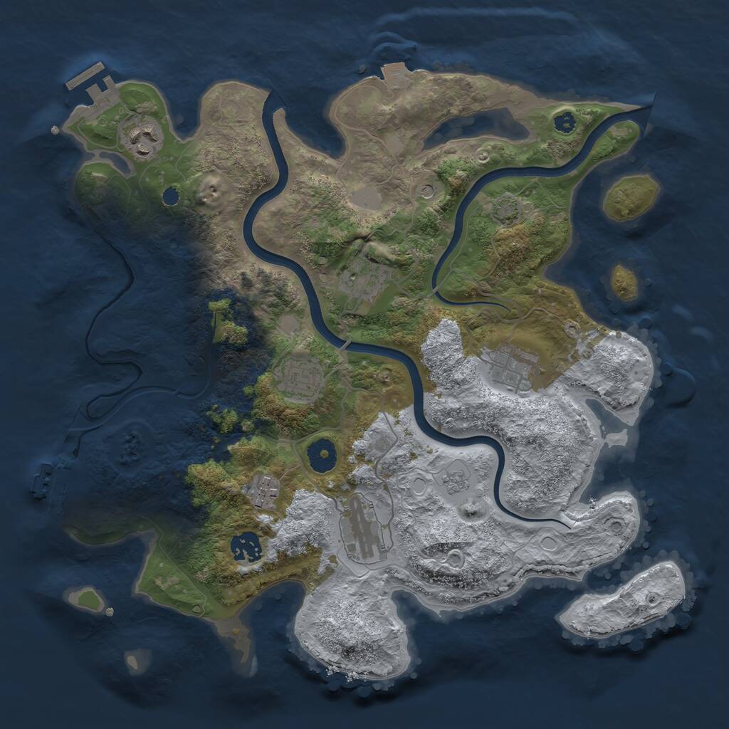 Rust Map: Procedural Map, Size: 3500, Seed: 214780269, 13 Monuments