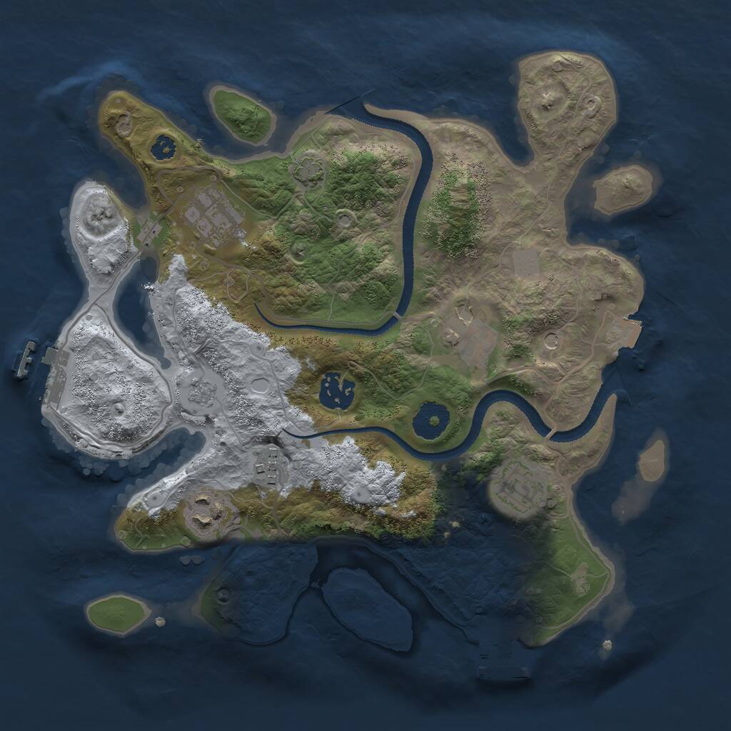 Rust Map: Procedural Map, Size: 3000, Seed: 35793579, 12 Monuments