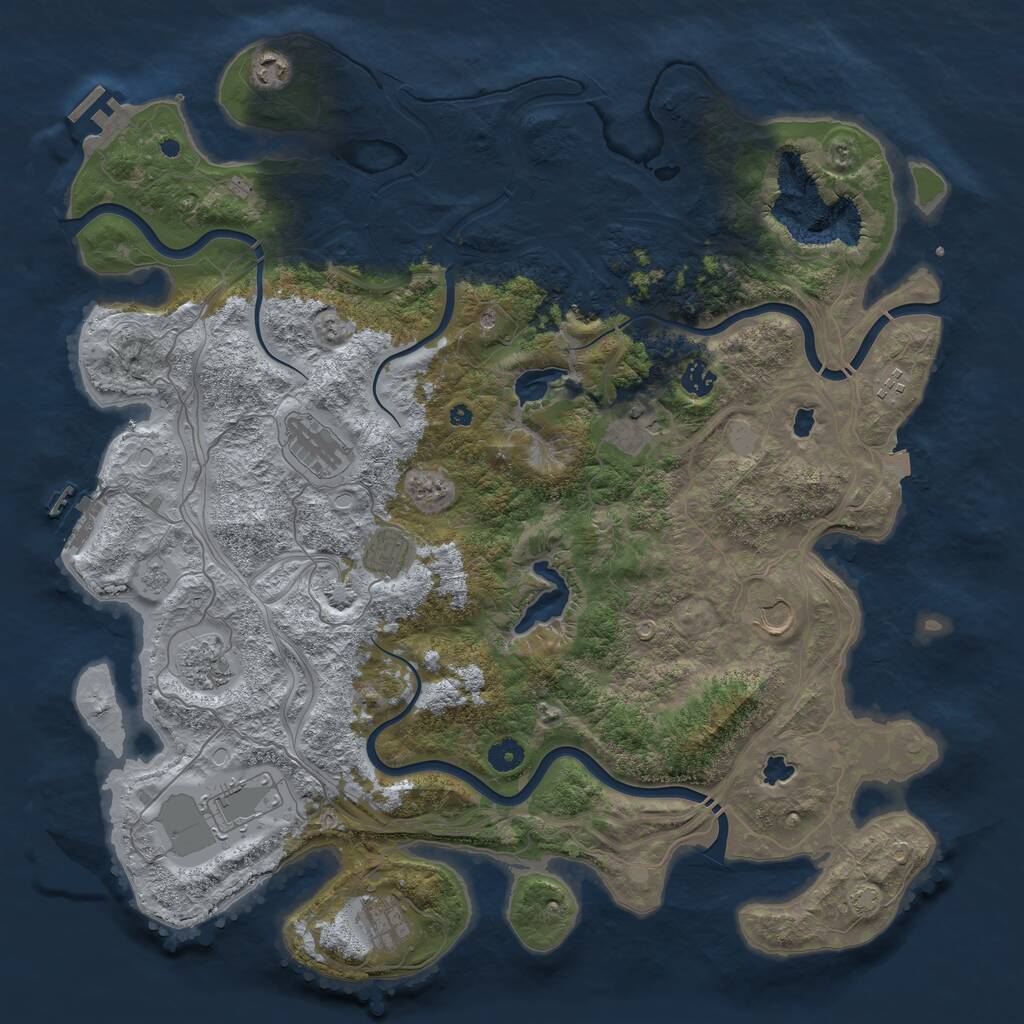 Rust Map: Procedural Map, Size: 4500, Seed: 720796278, 16 Monuments