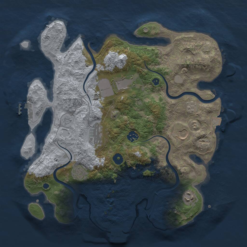 Rust Map: Procedural Map, Size: 3500, Seed: 1333022581, 13 Monuments