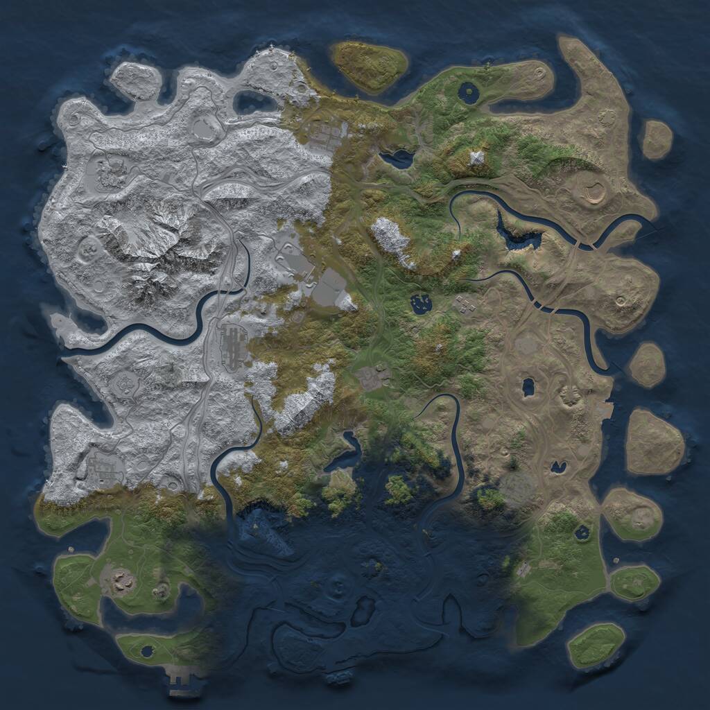 Rust Map: Procedural Map, Size: 5000, Seed: 1796717296, 17 Monuments