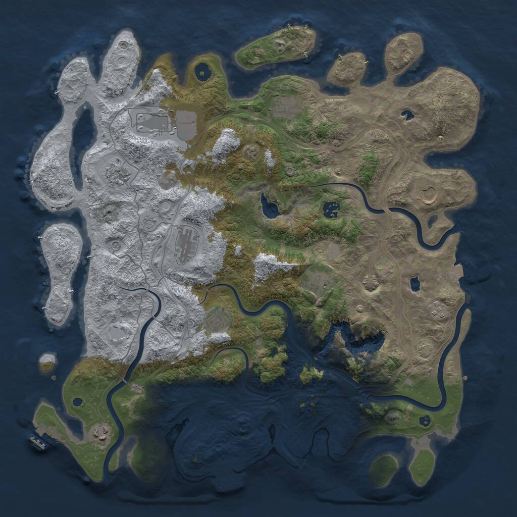 Rust Map: Procedural Map, Size: 4500, Seed: 17840234, 16 Monuments