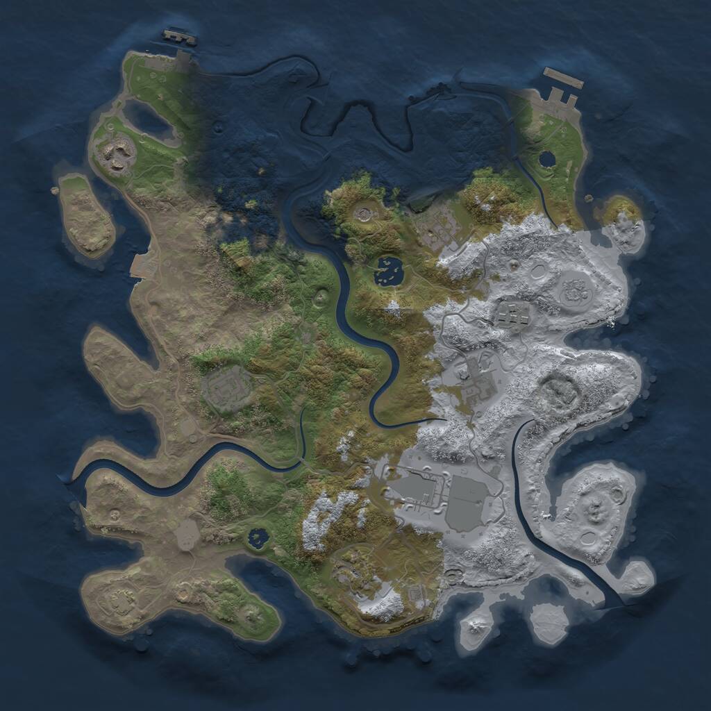 Rust Map: Procedural Map, Size: 3500, Seed: 1106949989, 14 Monuments