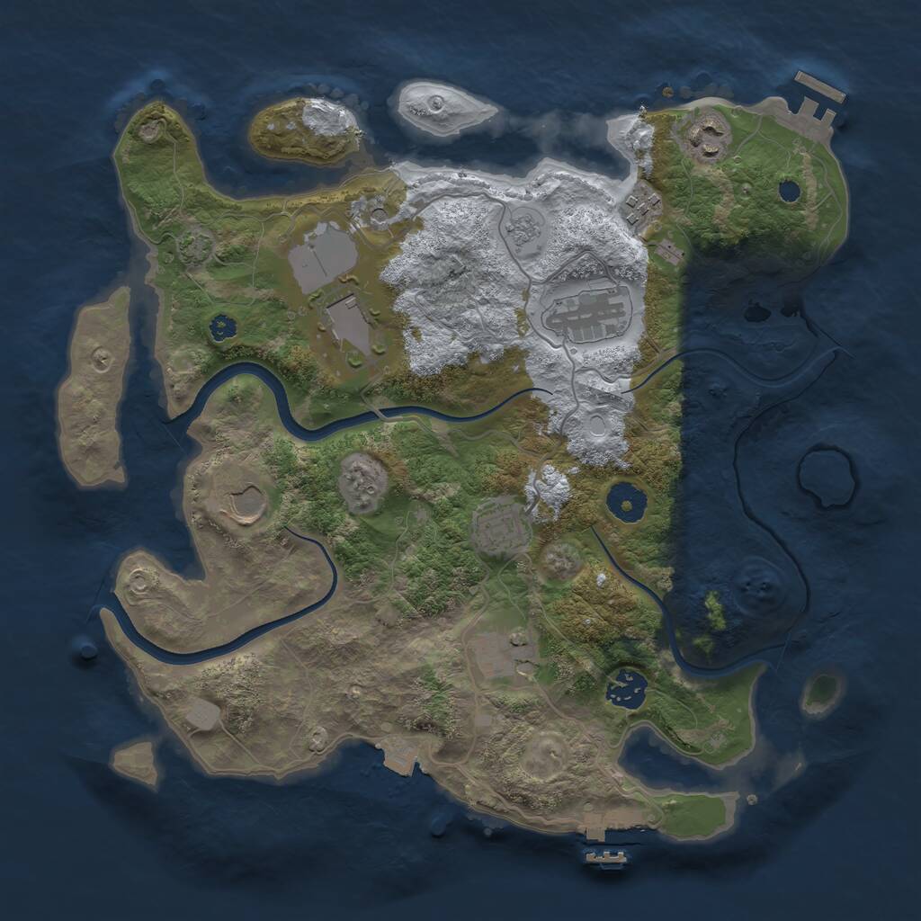 Rust Map: Procedural Map, Size: 3500, Seed: 464999377, 14 Monuments